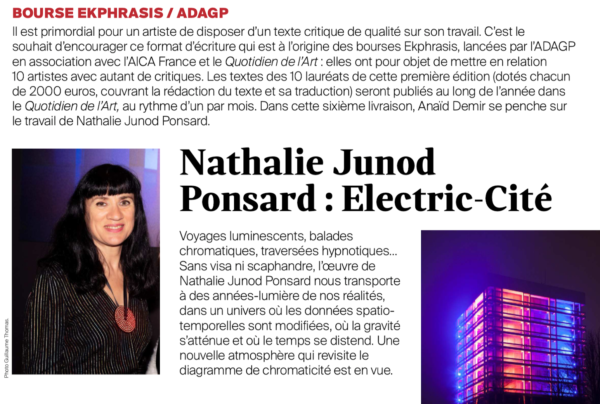 Bourse EKPHRASIS :  découvrez le texte d’Anaïd Demir sur le travail de Nathalie Junot Ponsard