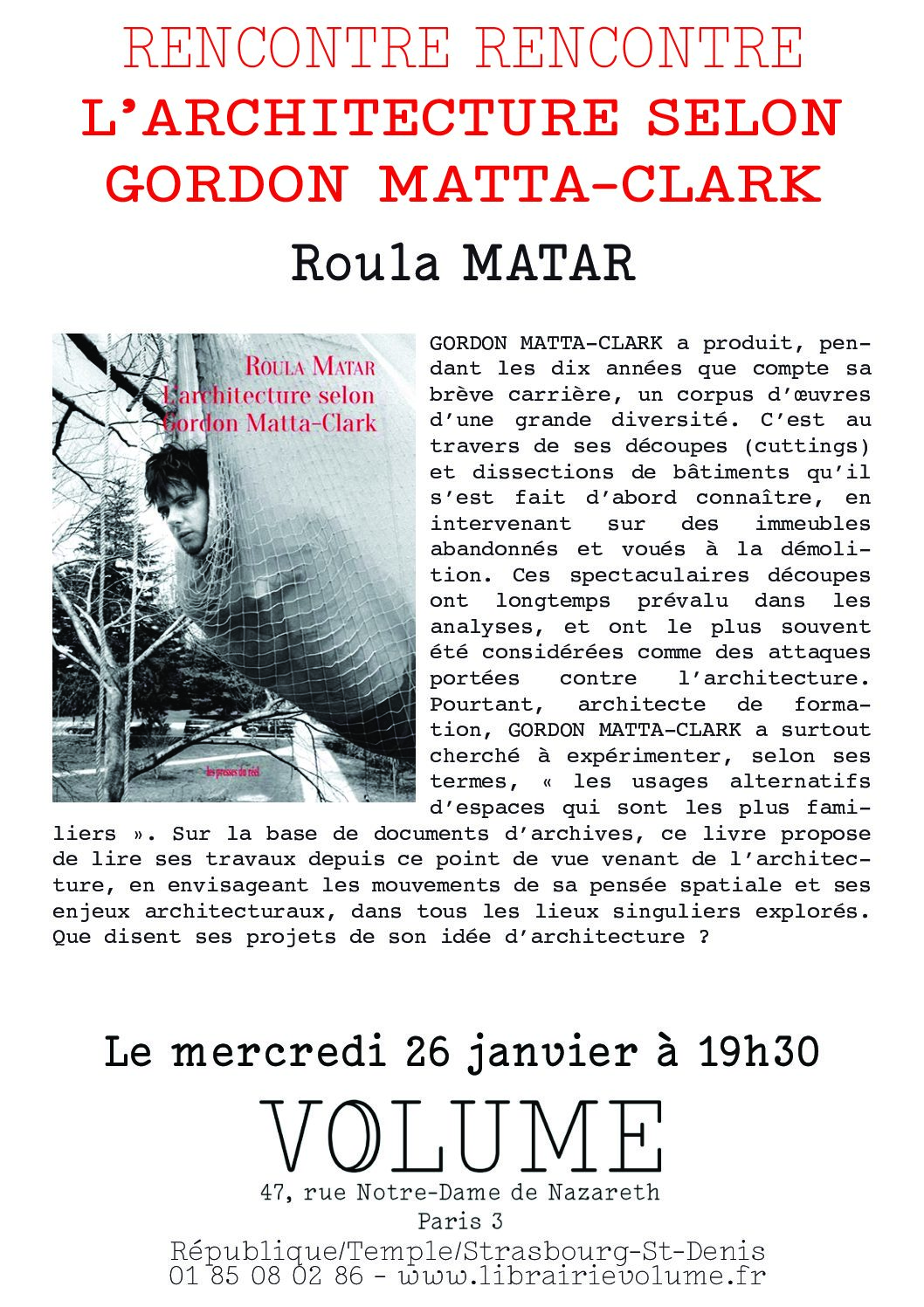 Parution: Roula Matar, L’architecture selon Gordon Matta-Clark, Les presses du réel