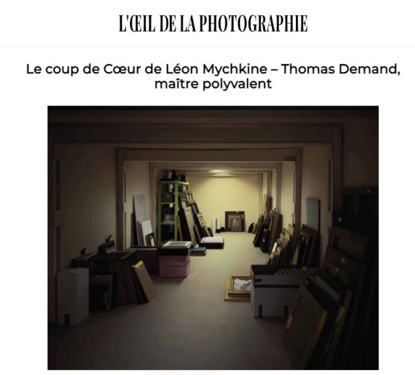 Un article de Léon Mychkine dans L’Œil de la Photographie sur l’expositition Thomas Demand au Jeu de Paume