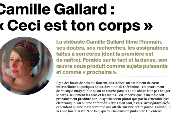 Bourse EKPHRASIS :  découvrez le texte d’Éric Loret sur le travail de Camille Gallard