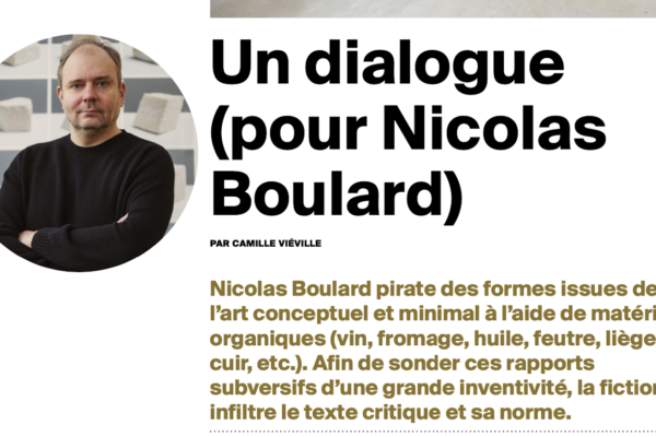 Bourse EKPHRASIS :  découvrez le texte de Camille Viéville sur le travail de Nicolas Boulard