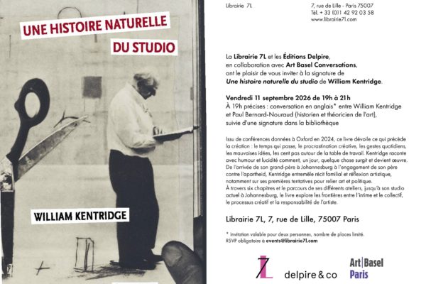 Parution : Une histoire naturelle du studio, de William Kentridge