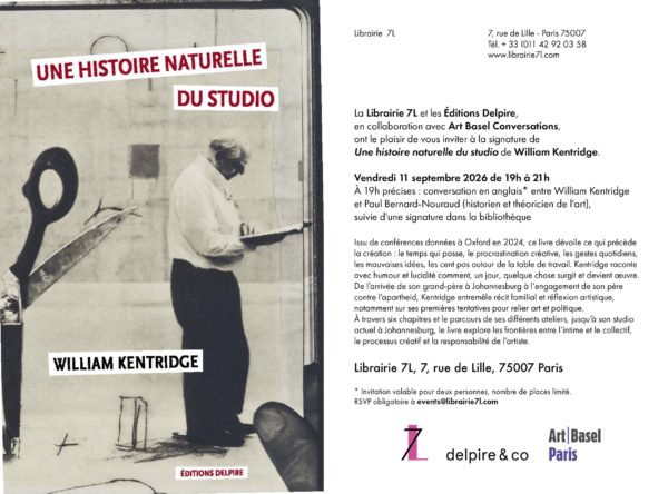 Parution : Une histoire naturelle du studio, de William Kentridge